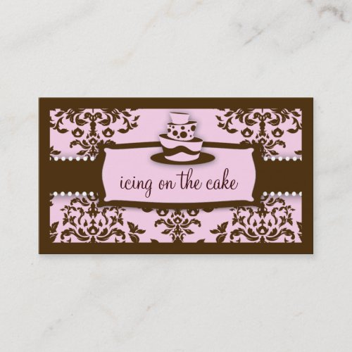 311 Icing on the Cake 3 Tier Chocolate Baby Pink Business Cards
