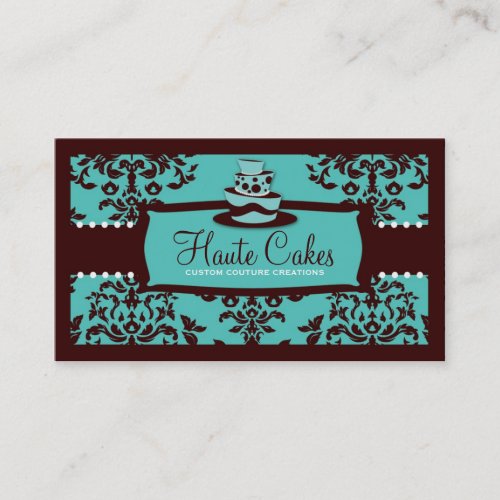 311 Icing on the Cake 3 Tier Turquoise and Brown Business Card