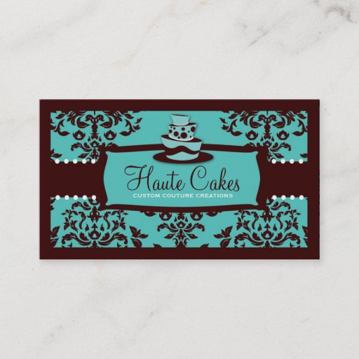 Customizable 311 Icing on the Cake 3 Tier Turquoise and Brown Business Card