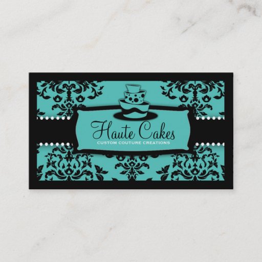Customizable 311 Icing on the Cake 3 Tier Turquoise Business Card Templates