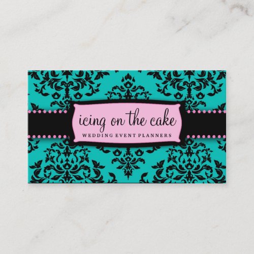 311 Icing on the Cake Aqua Pink Business Card Template