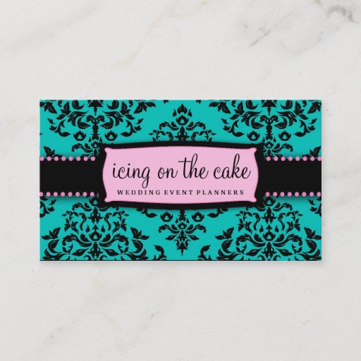 Customizable 311 Icing on the Cake Aqua Pink Business Card Template