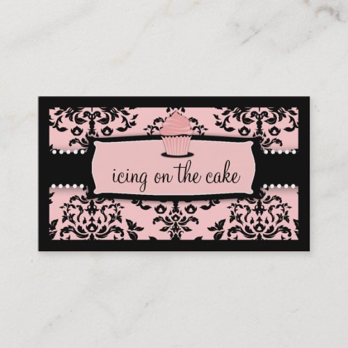 311 Icing on the Cake Cupcake Sweet Icing Pink Business Card Templates