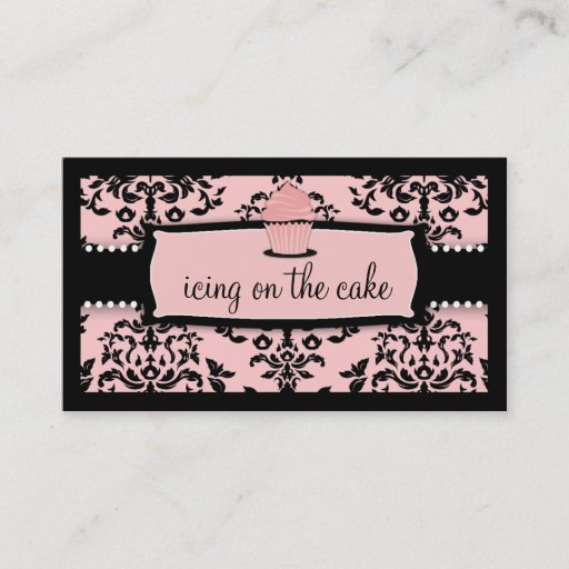 Customizable 311 Icing on the Cake Cupcake Sweet Icing Pink Business Card Templates