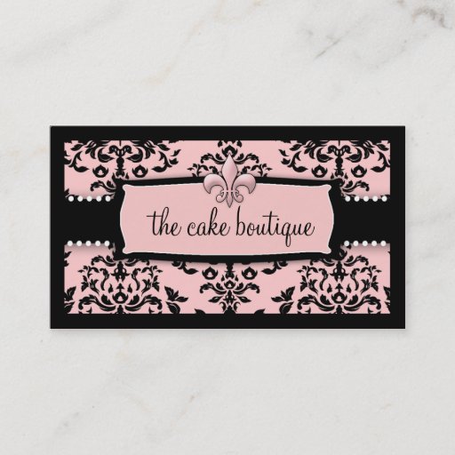 Customizable 311 Icing on the Cake Fleur Di Lis Sweet Pink Business Card Template
