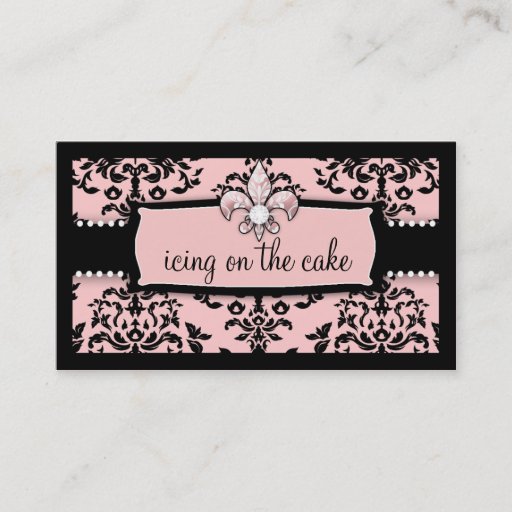Customizable 311 Icing on the Cake Fleur Di Lis Sweet Pink Business Cards