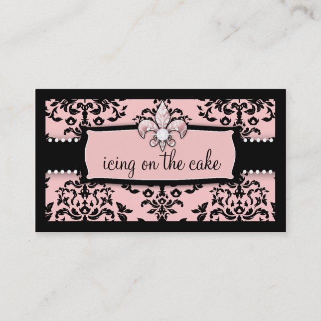 311 Icing on the Cake Fleur Di Lis Sweet Pink Business Card (Front)
