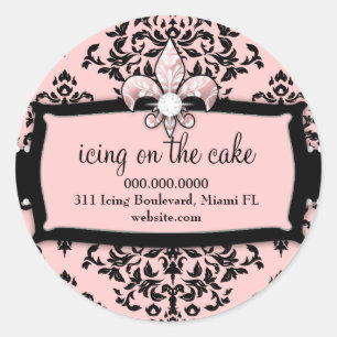 311 Icing on the Cake Sweet Pink Fleur Di Lis Classic Round Sticker