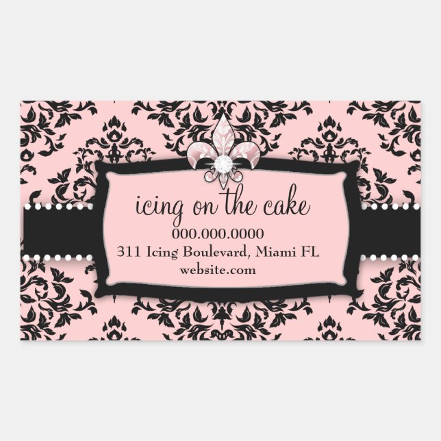 311 Icing on the Cake Sweet Pink Fleur Di Lis Rectangular Sticker (Front)