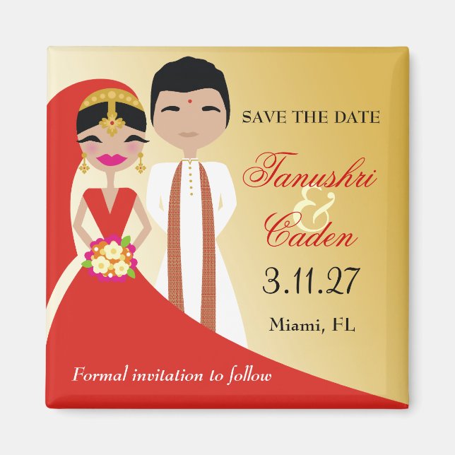 311- Indian Beauty Bride with Groom Magnet (Front)