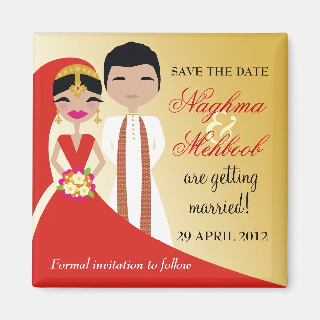 311 Indian Beauty Bride with Groom Magnet (Front)