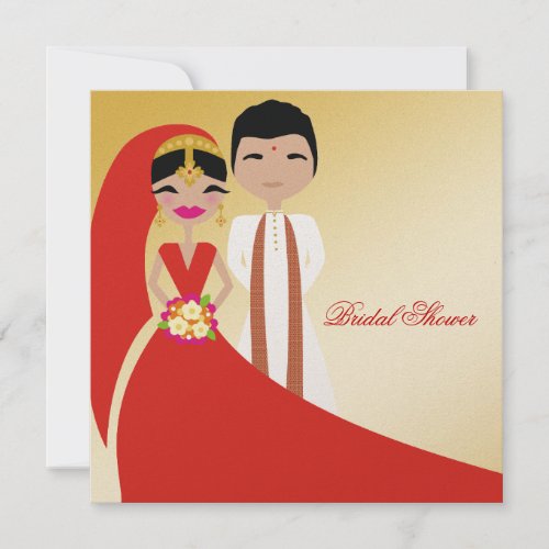 311_Indian Beauty with Groom Bridal Shower Invitation