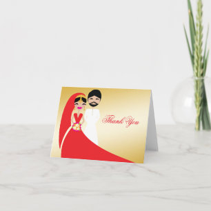 311  Indian Bride & Groom White BeardThank You Thank You Card