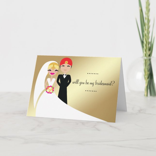 311 Indian Bride in White Gown Blonde Invitation (Front)