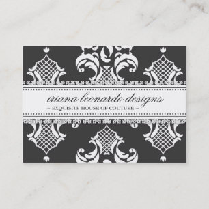 311 Iriana Damask Chubby Charcoal Business Card