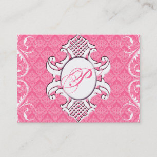 311-Iriana Damask Shield Chubby Royal Rose Business Card