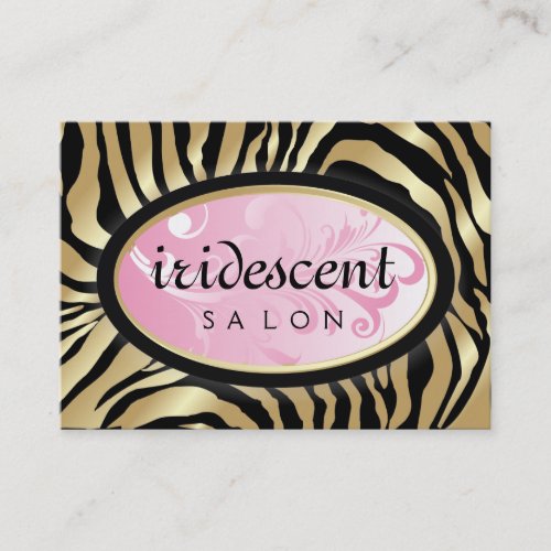 311-Iridescent Golden Zebra Pink Appointment Card Business Card Template