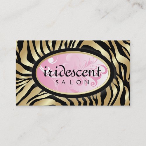 311-Iridescent Golden Zebra - Pink Business Card Templates