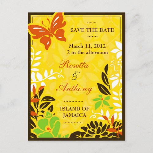 311 JAMAICAN GARDEN SAVE THE DATE ANNOUNCEMENT POSTCARD