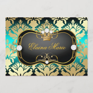 311 Jet Black Ciao Bella Aqua Sass Birthday Invitation