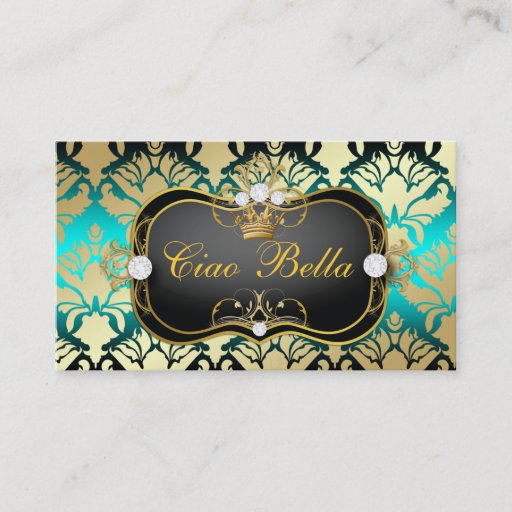 Customizable 311 Jet Black Ciao Bella Aqua Sass Business Cards