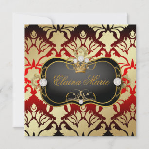 311 Jet Black Ciao Bella Cherry Sass Metallic Gold Invitation