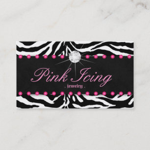 311 Jewelry Business Card Zebra Pink Dots Diamond