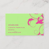 311-Julianna Lusciously Lime & Pink Damask Business Card (Back)