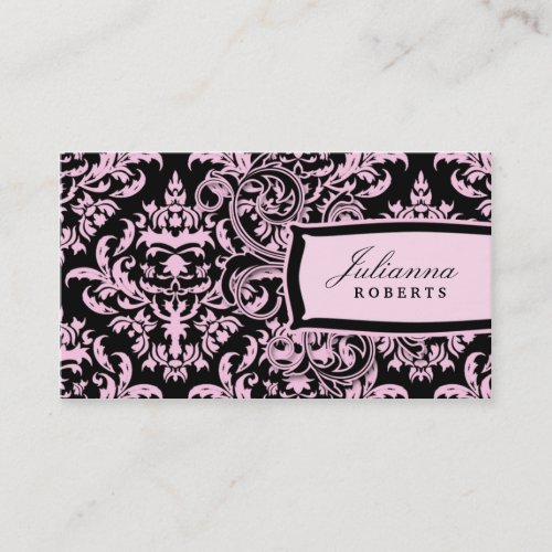 311-Julianna Pink Liquorice Damask Business Card Templates