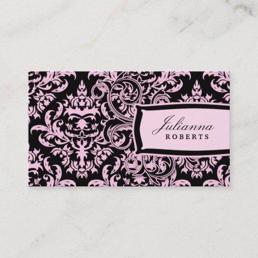 Customizable 311-Julianna Pink Liquorice Damask Business Card Templates