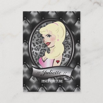 311 Juliette Pinup Black Leather Tuft Business Card by Jill311 at Zazzle