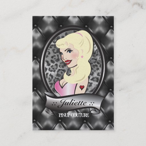 Customizable 311 Juliette Pinup Black Leather Tuft Business Card Templates