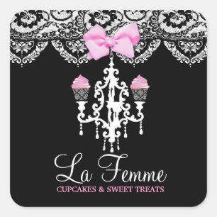 311 La Femme Cakes Black Square Sticker