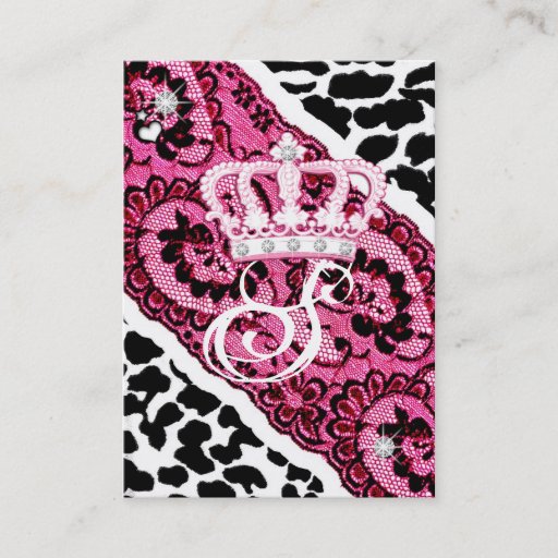 Customizable 311-Lacy Leopard &amp; Tiara Business Card Template