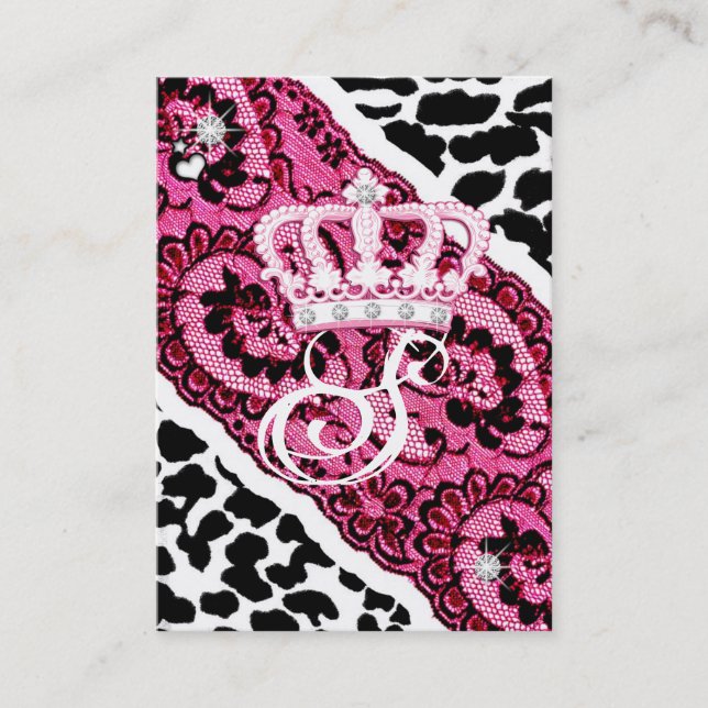 311-Lacy Leopard & Tiara Business Card (Front)