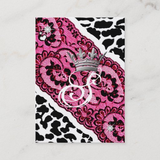 Customizable 311-Lacy Leopard & Tiara Business Card