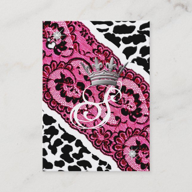 311-Lacy Leopard & Tiara Business Card (Front)