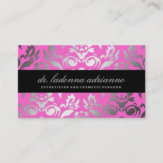 311 Ladonna Damask Pink Business Card (Front)