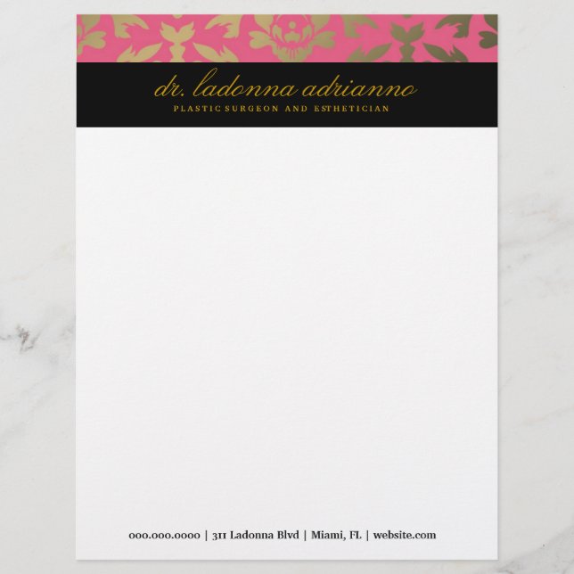 311 Ladonna Damask Pink Letterhead (Front)
