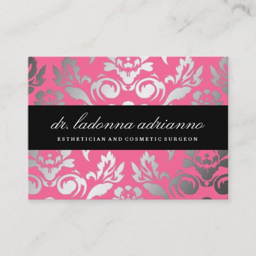 311-Ladonna Damask Rose Pink Business Card Templates