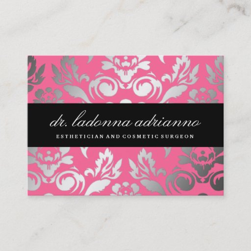 Customizable 311-Ladonna Damask Rose Pink Business Card Templates
