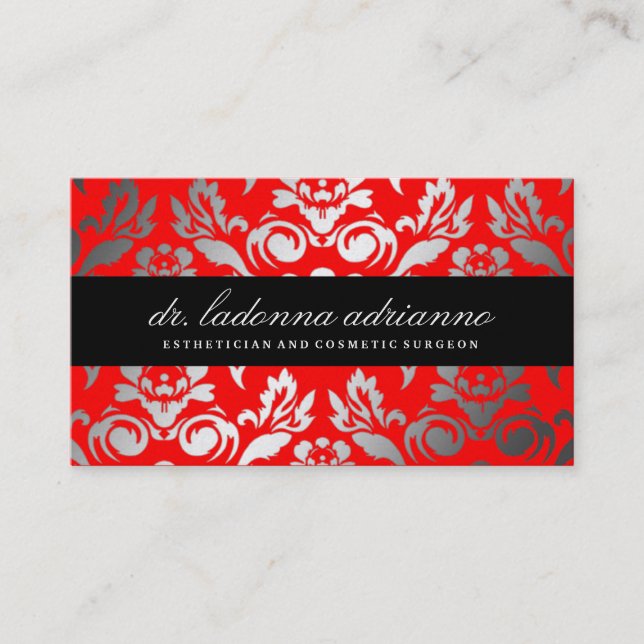 311 Ladonna Damask Rouge Business Card (Front)