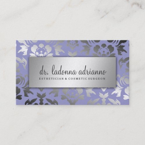 311 Ladonna Damask Silver Lavender Business Card