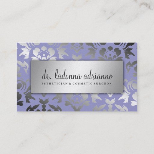 Customizable 311 Ladonna Damask Silver Lavender Business Card