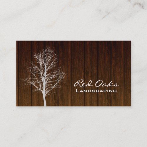Landscaping Business Card Wood Tree White Oak