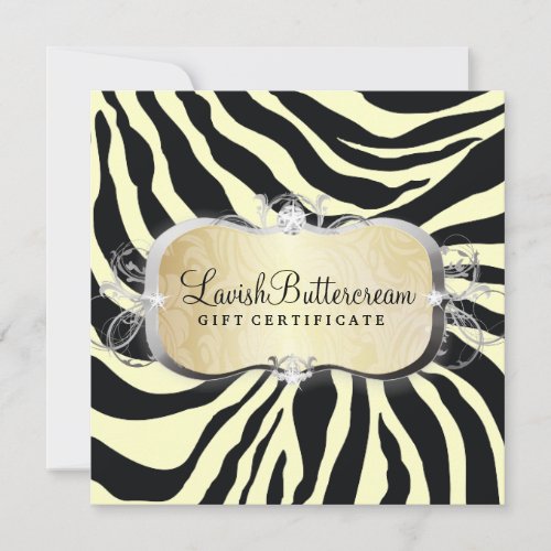 311 Lavish Buttercream Zebra Gift Certificate Personalized Invitation