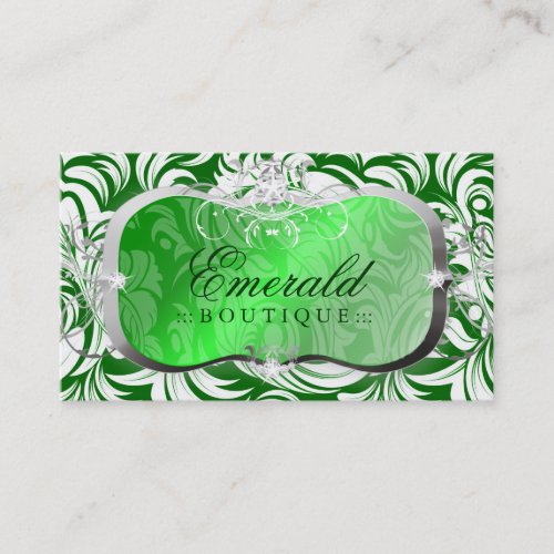311 Lavish Emerald Platter | Silver Business Card Template