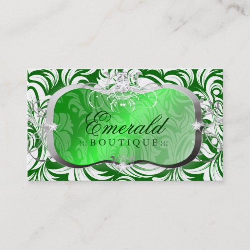 Customizable 311 Lavish Emerald Platter | Silver Business Card Template