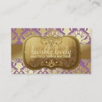 311 Lavish Golden Damask Shimmer Purple Business Card