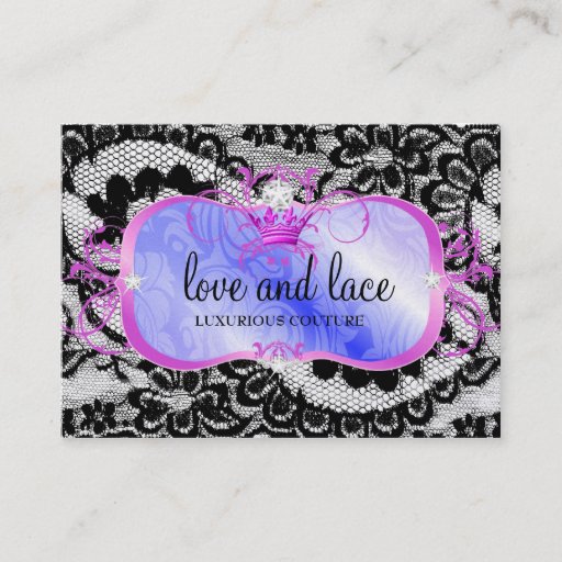 Customizable 311 Lavish Hot Pink Iris Platter &amp; Lace Business Cards